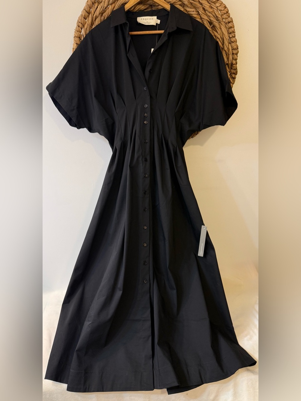 NWT Anthropologie Exquise Tobie Shirt Dress in Black Size Medium - Picture 4 of 10